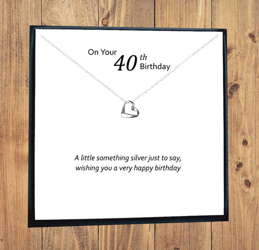 40th Birthday Ribbon Necklace in Sterling Silver 925, Personalised Gift