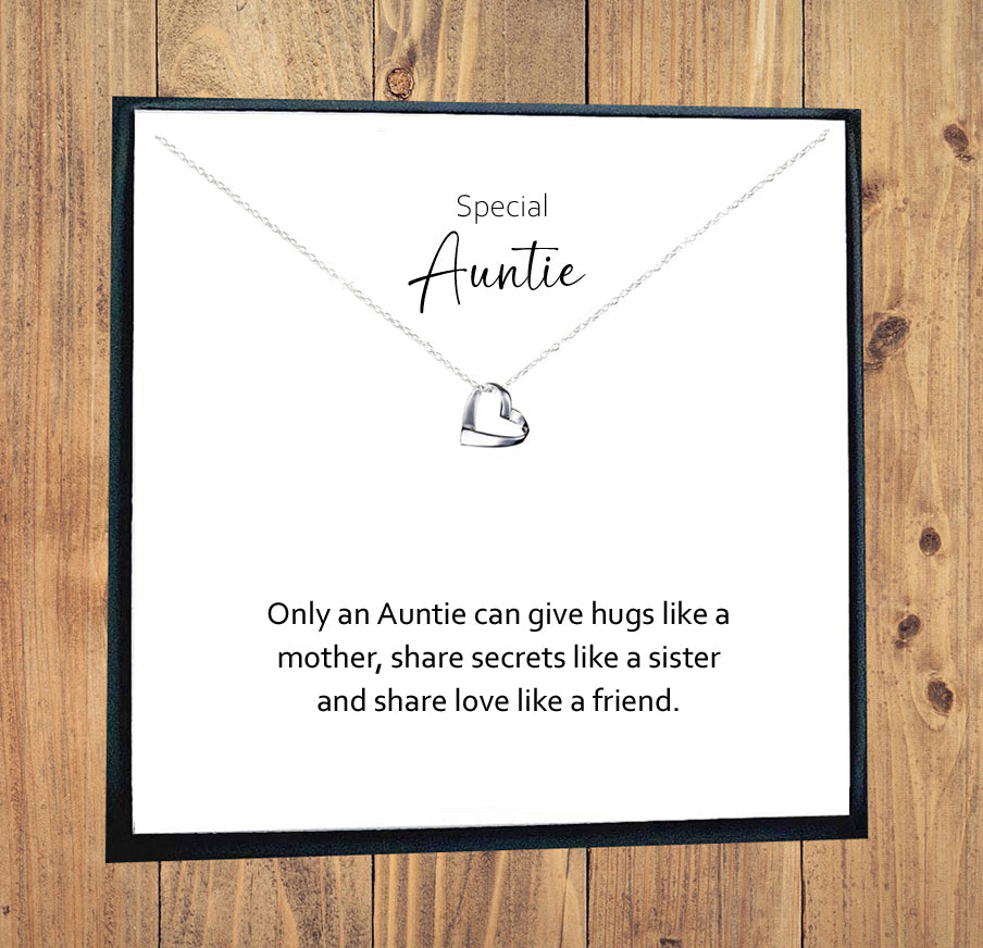 Auntie Gift, Ribbon Necklace 925 Sterling Silver, Personalised Necklace, Message Jewellery