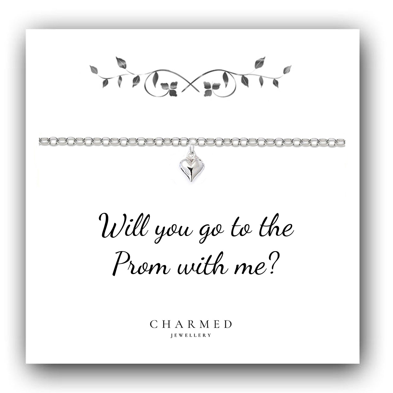 Prom Proposal Gift, Puffy Heart Bracelet in Sterling Silver 925, Personalised Jewellery Gift