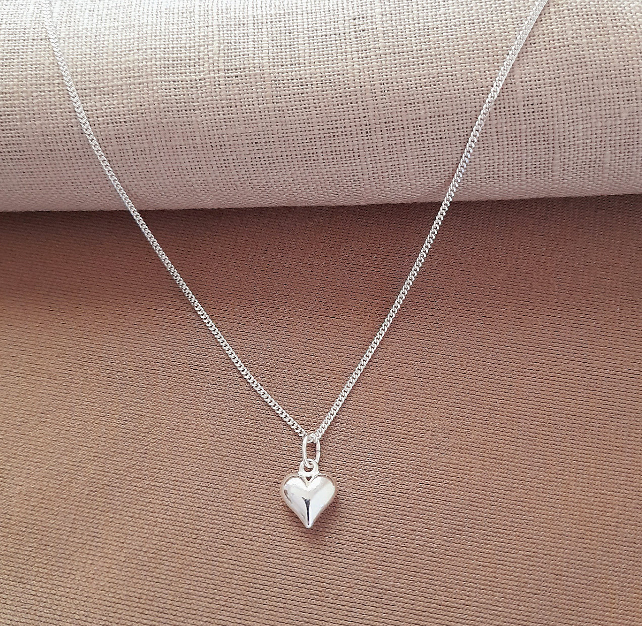 Mummy Puffy Heart Necklace in Sterling Silver 925, Personalised Jewellery Gift