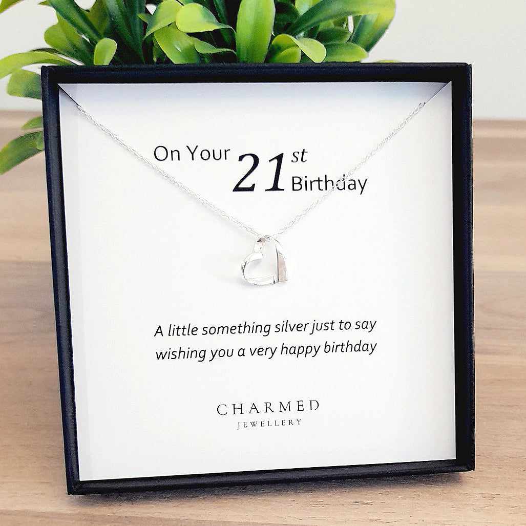 21st Birthday Ribbon Necklace in Sterling Silver 925 | Personalised Jewellery Gift