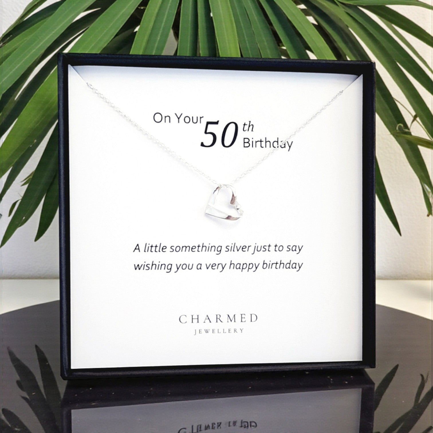 50th Birthday Ribbon Necklace in Sterling Silver 925 | Personalised Jewellery Gift