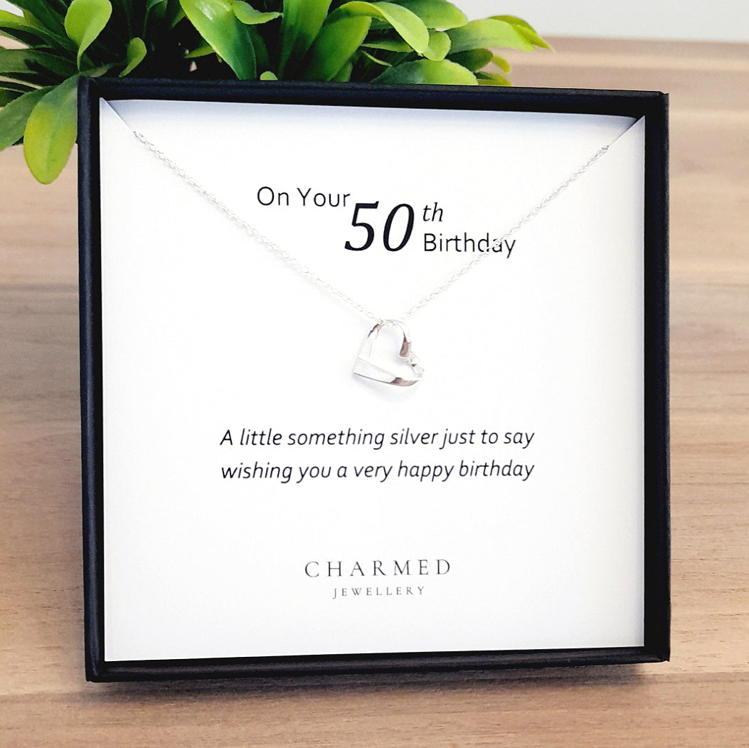 50th Birthday Ribbon Necklace in Sterling Silver 925 | Personalised Jewellery Gift