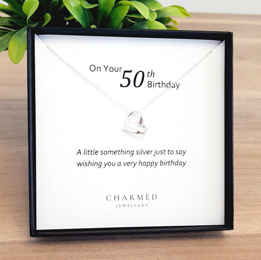 50th Birthday Ribbon Necklace in Sterling Silver 925 | Personalised Jewellery Gift