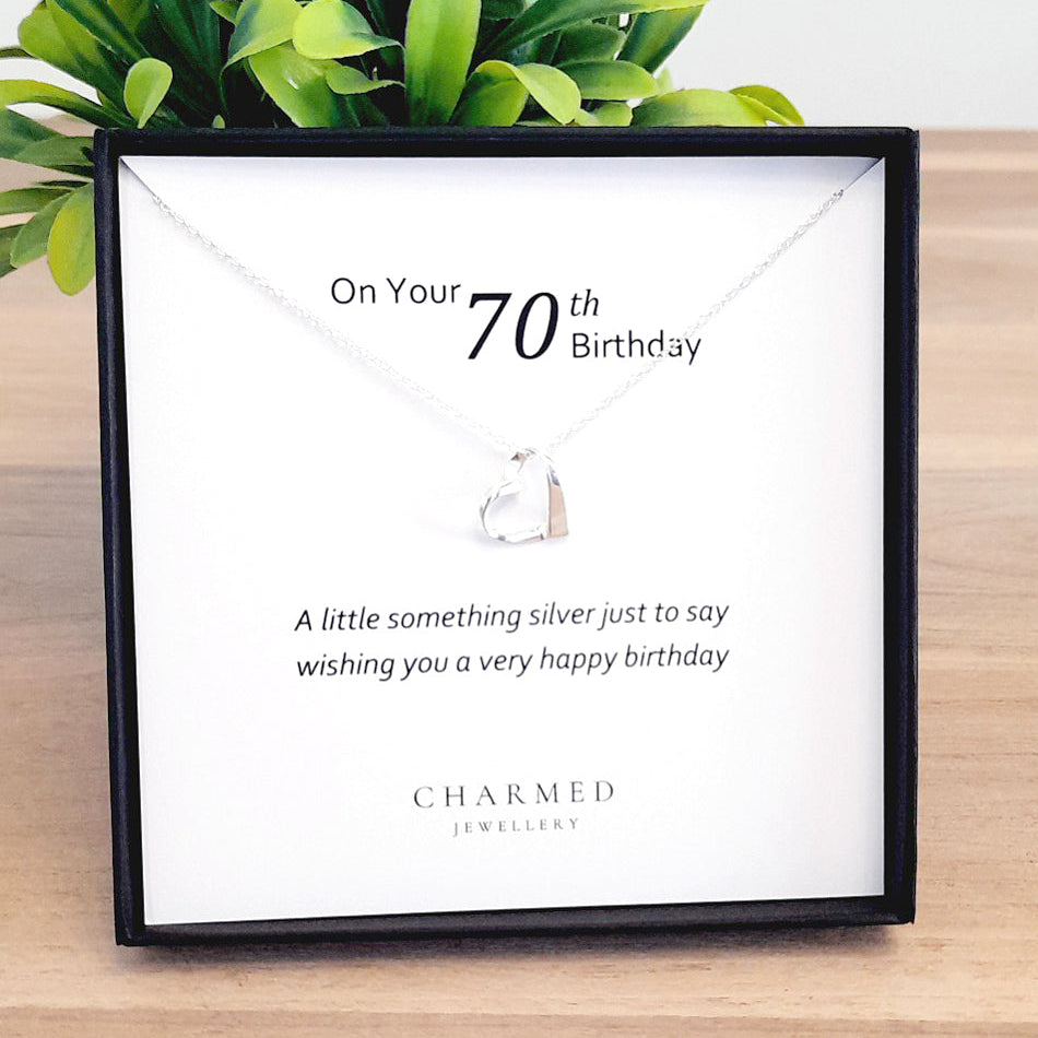 70th Birthday Ribbon Necklace in Sterling Silver 925 | Personalised Jewellery Gift