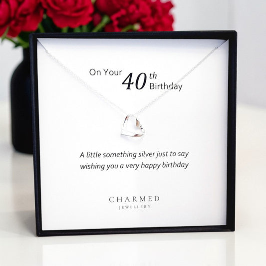 40th Birthday Ribbon Necklace in Sterling Silver 925 | Personalised Jewellery Gift