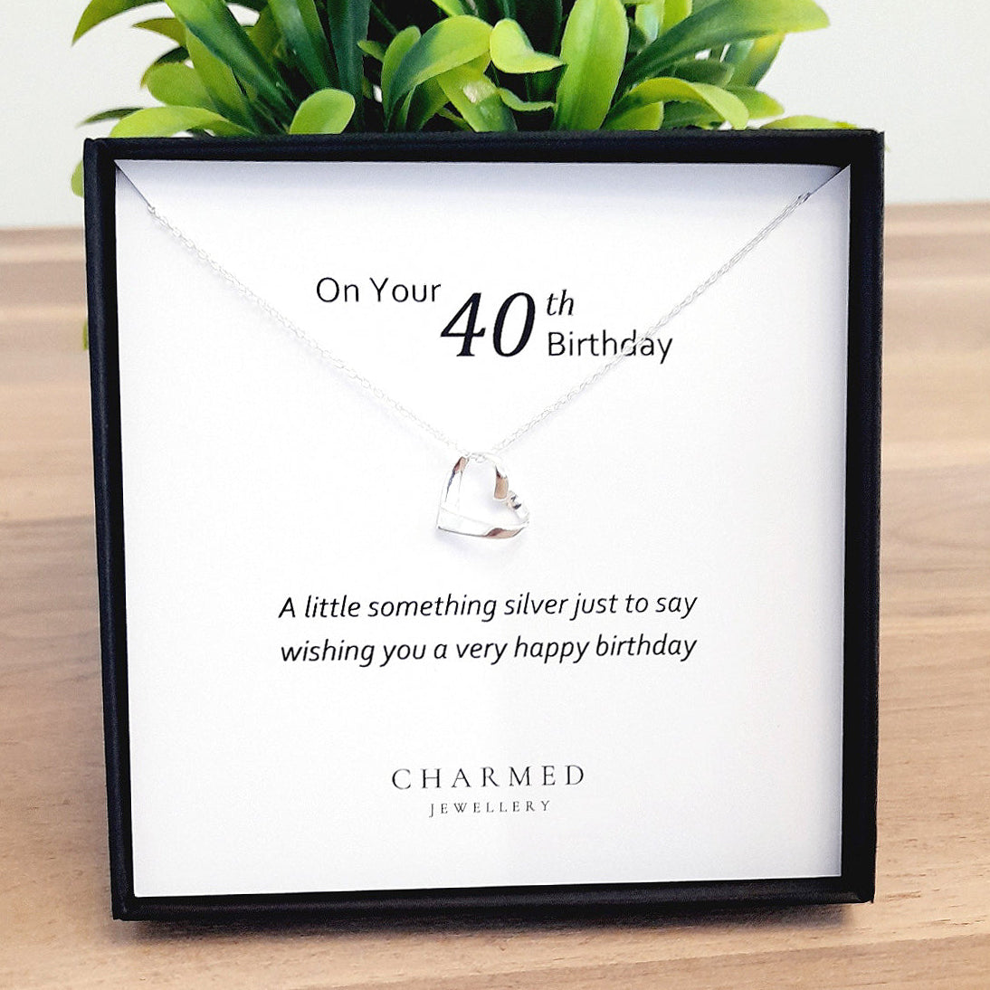 40th Birthday Ribbon Necklace in Sterling Silver 925 | Personalised Jewellery Gift