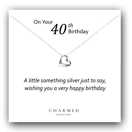 40th Birthday Ribbon Necklace in Sterling Silver 925 | Personalised Jewellery Gift