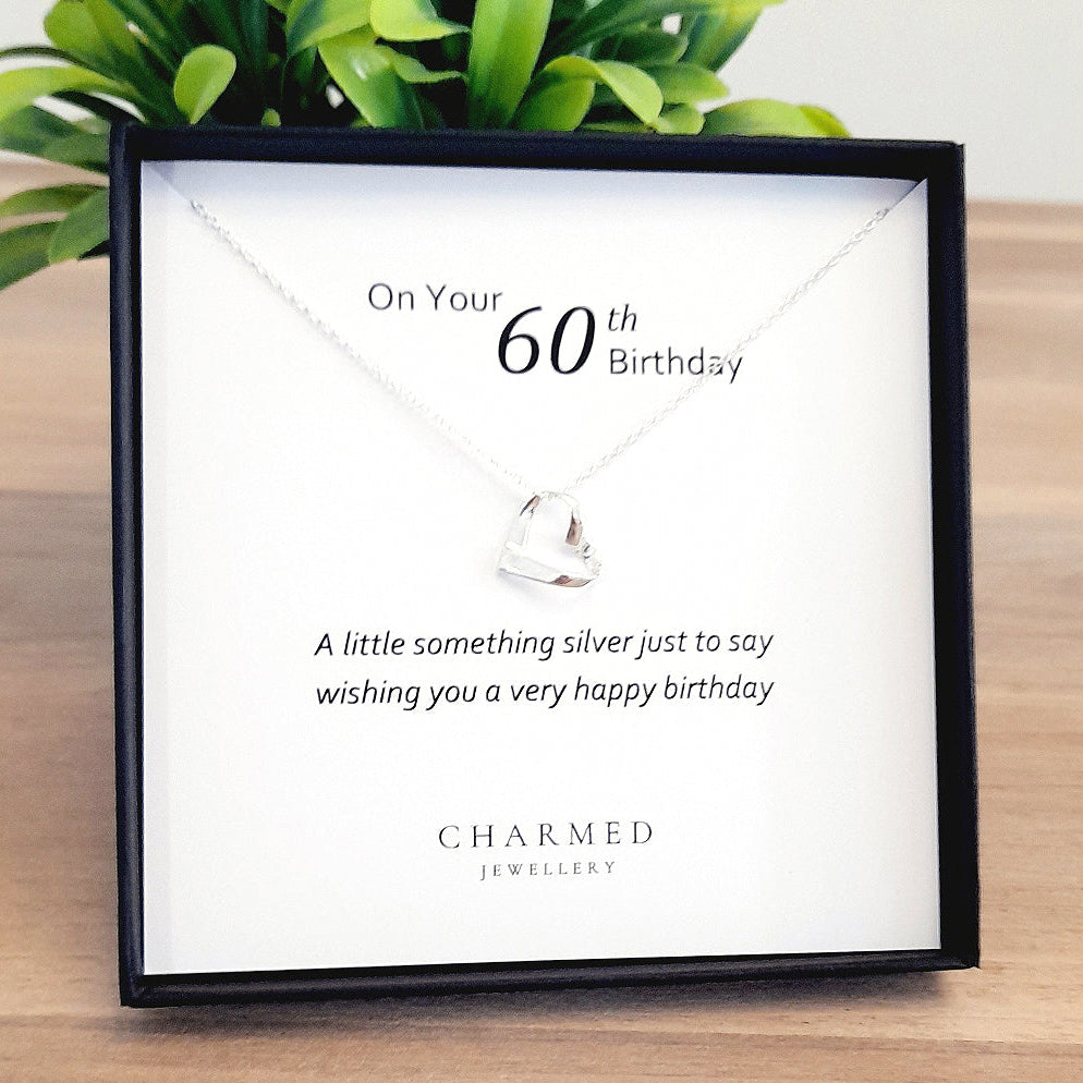 60th Birthday Ribbon Necklace in Sterling Silver 925 | Personalised Jewellery Gift