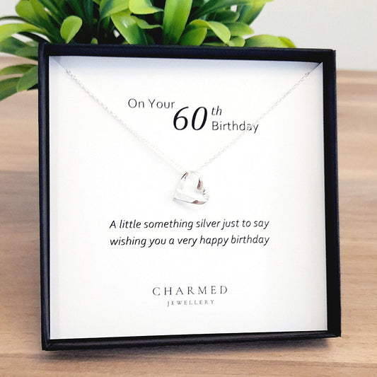 60th Birthday Ribbon Necklace in Sterling Silver 925 | Personalised Jewellery Gift