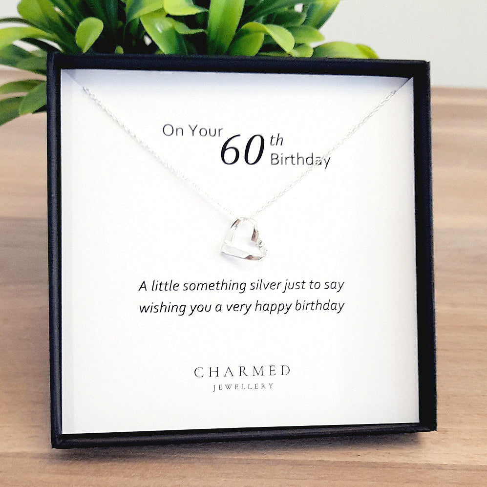 65th Birthday Ribbon Heart Necklace in Sterling Silver 925 | Personalised Jewellery Gift