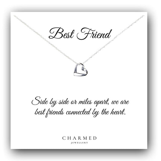 Best Friend Ribbon Heart Necklace in Sterling Silver 925 | Personalised Jewellery Gift