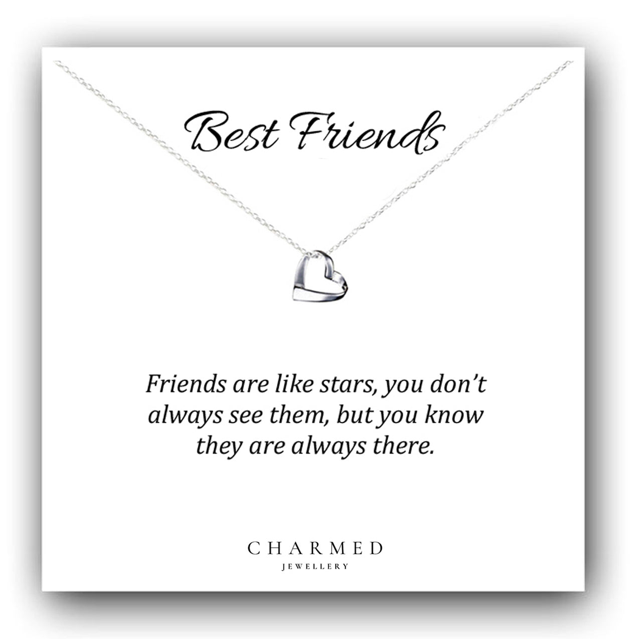Best Friend Ribbon Heart Necklace in Sterling Silver 925 | Personalised Jewellery Gift