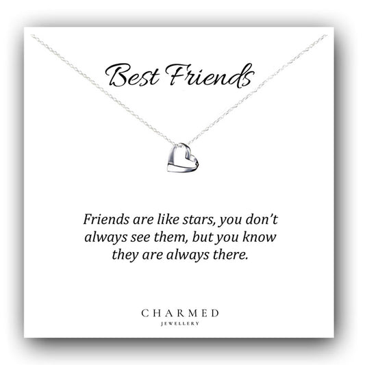 Best Friend Ribbon Heart Necklace in Sterling Silver 925 | Personalised Jewellery Gift