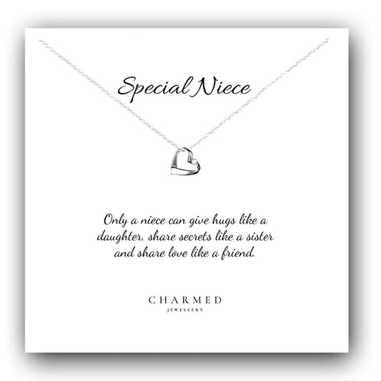 Niece Gift, Puffy Heart Necklace in Sterling Silver 925, Personalised Gift
