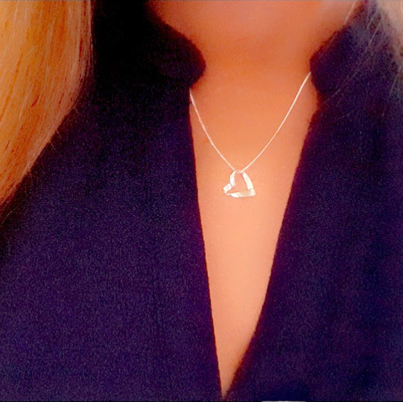Retirement Gift – Sterling Silver 925 Ribbon Heart Necklace