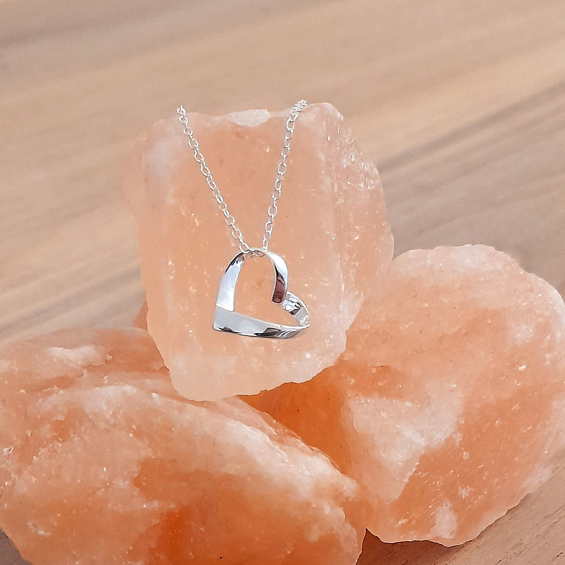 Sister Gift | Ribbon Heart Necklace in Sterling Silver 925 | Personalised Jewellery
