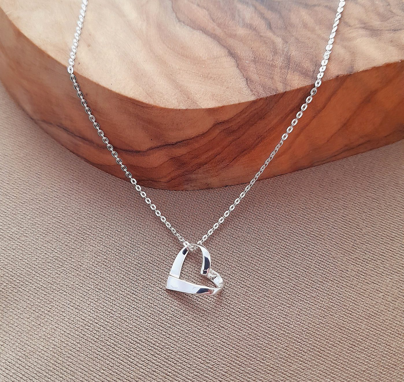 Daughter Ribbon Heart Necklace in Sterling Silver 925, Personalised Jewellery Gift