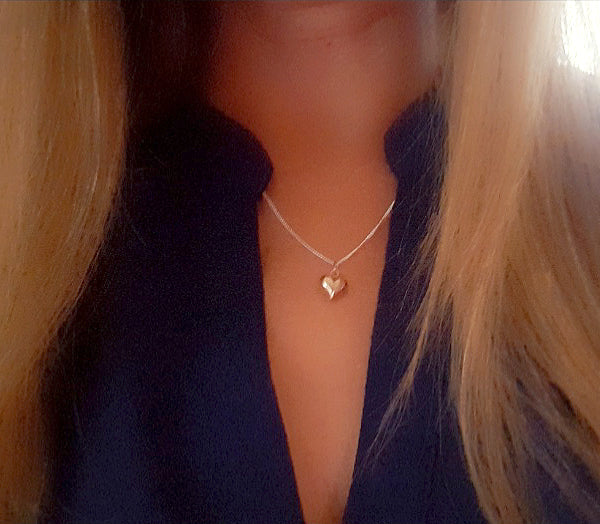 Mother of the Groom Gift, Rose Gold Puffy Heart Necklace in Sterling Silver 925, Personalised Jewellery Gift