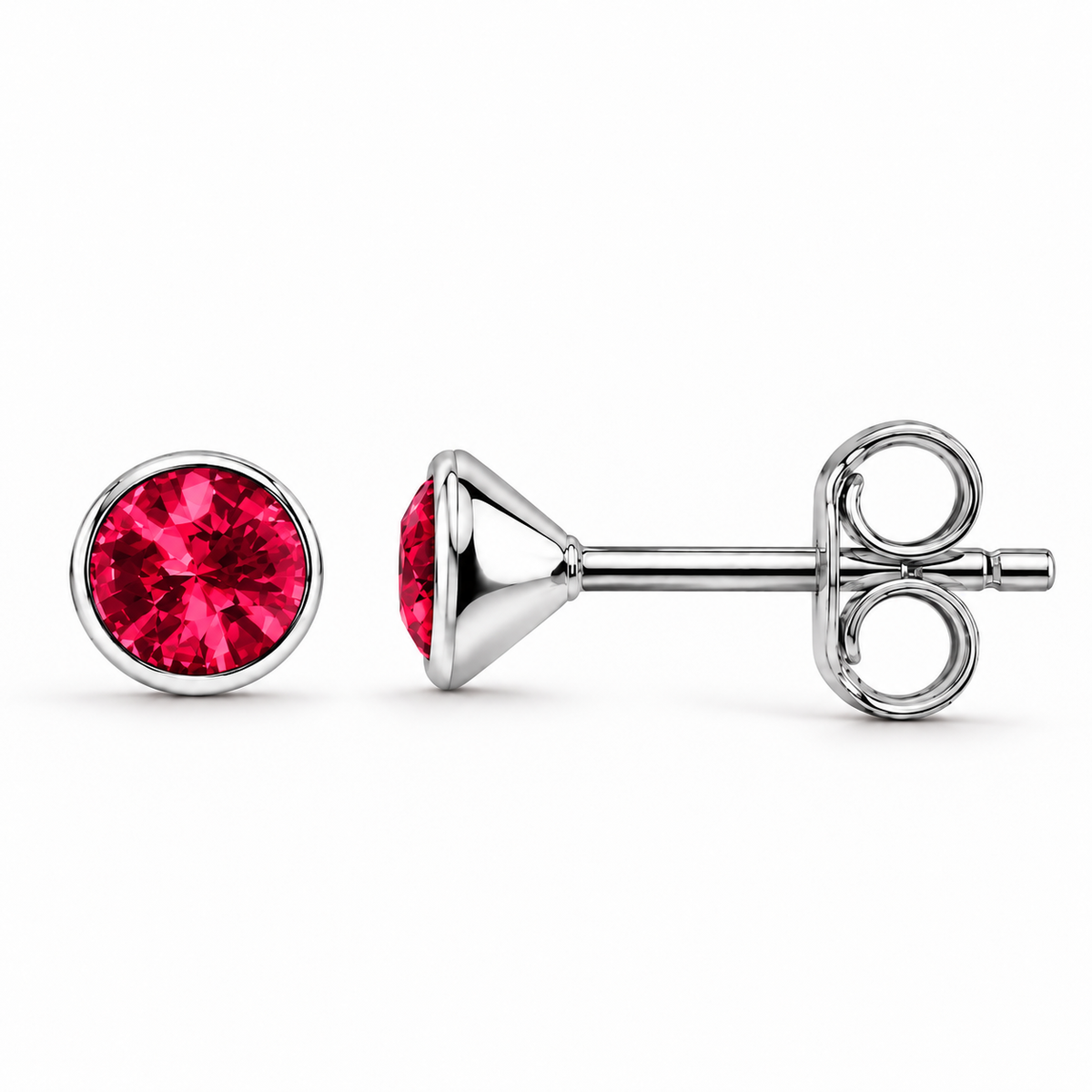July Ruby Birthstone Stud Earrings in 925 sterling silver