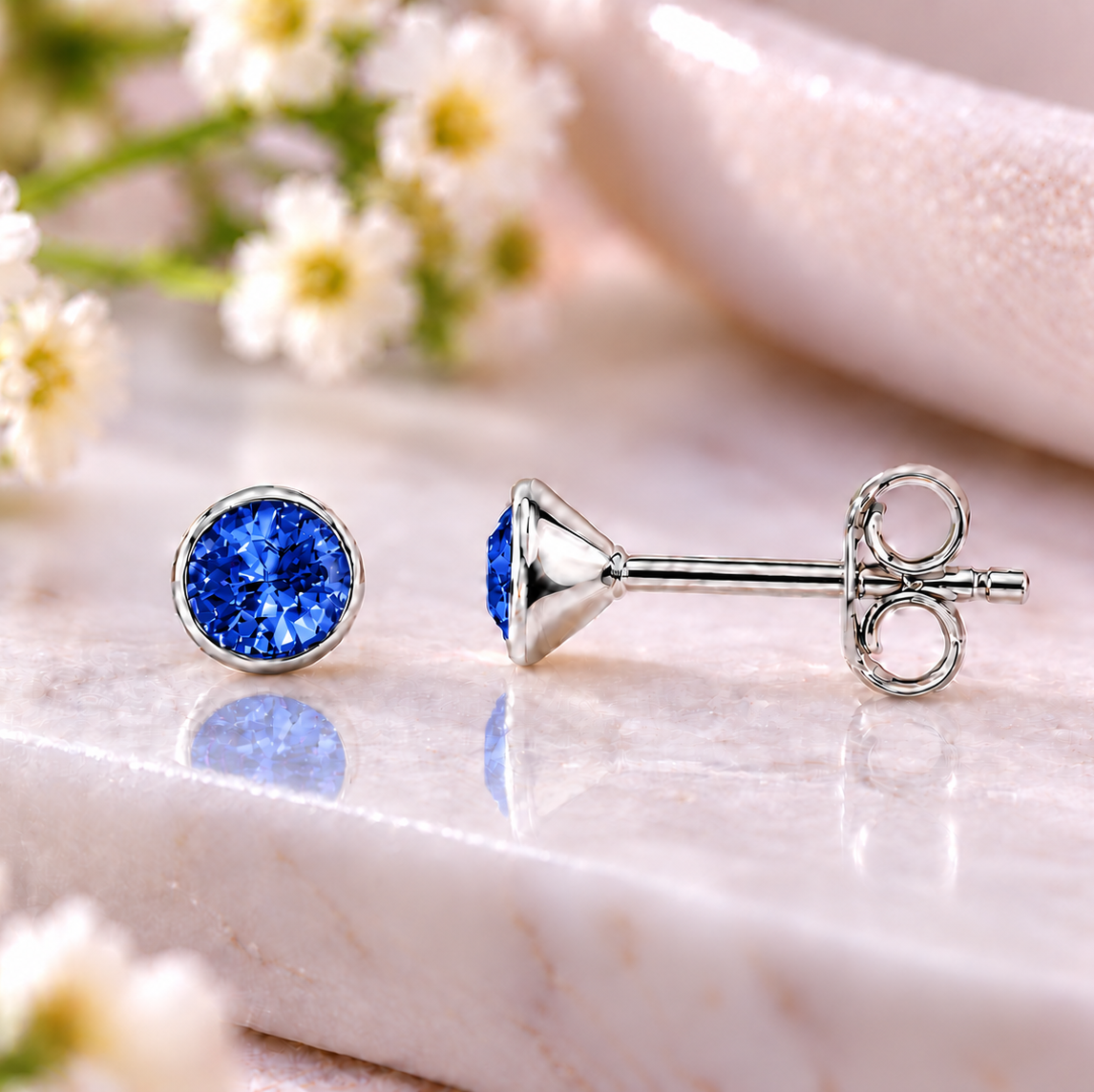 Sapphire Birthstone Stud Earrings – September birthday jewellery gift