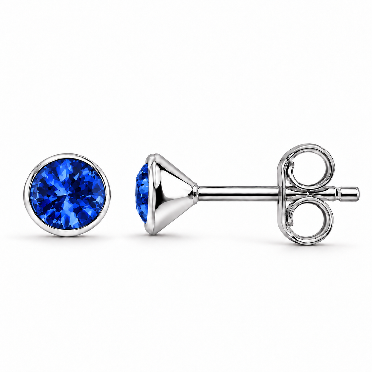 September Sapphire Birthstone Stud Earrings in 925 sterling silver