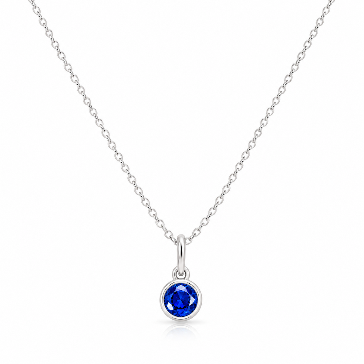 Round Birthstone Necklace in 925 sterling silver