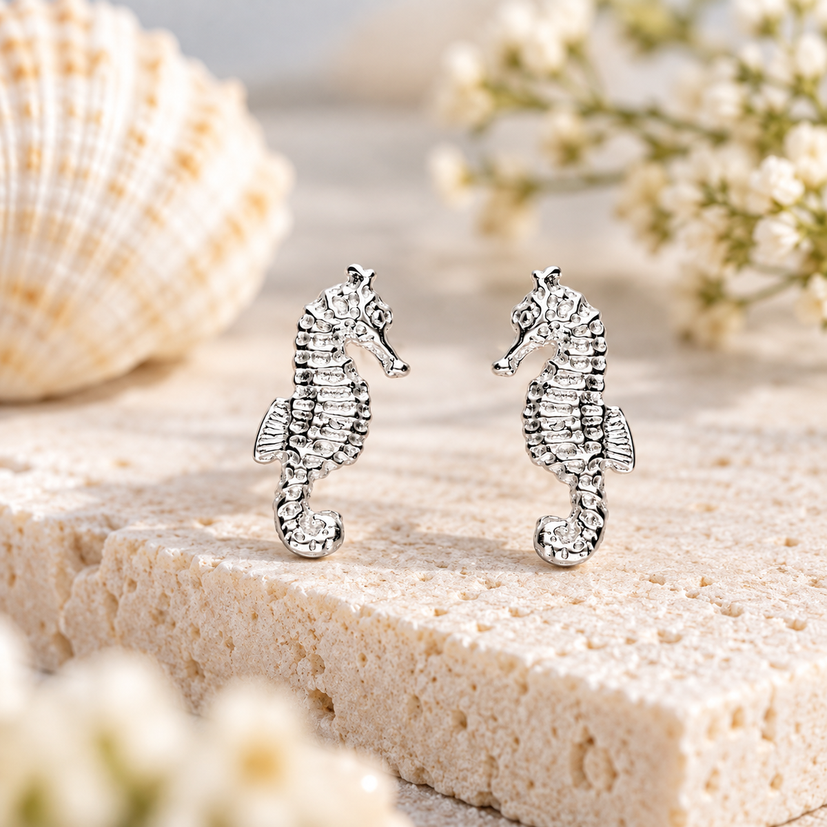 Sterling Silver Seahorse Stud Earrings – ocean jewellery gift
