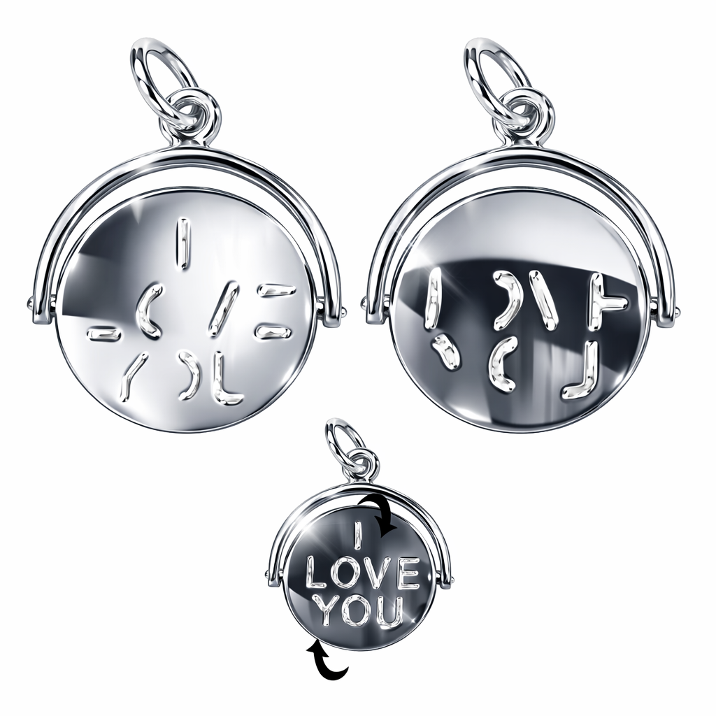 Spinner Necklace with Hidden "I Love You" Message in Sterling Silver 925 | Personalised Jewellery Gift