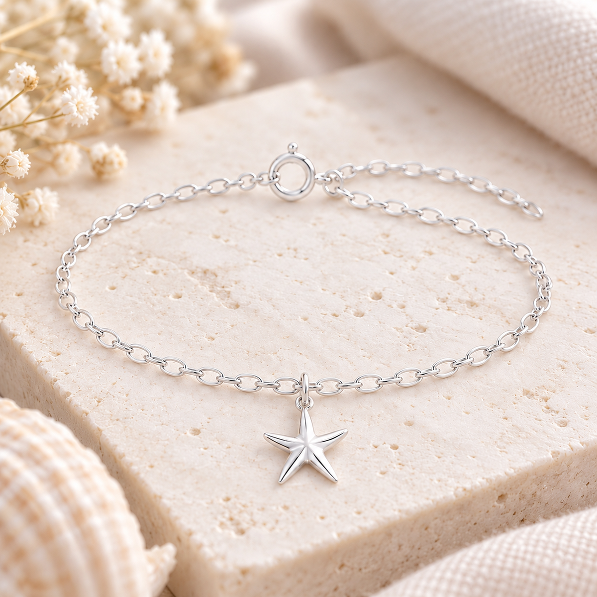 Sterling Silver Starfish Charm Bracelet – ocean jewellery gift