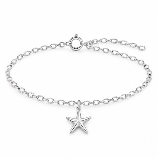 Starfish Charm Bracelet in 925 sterling silver