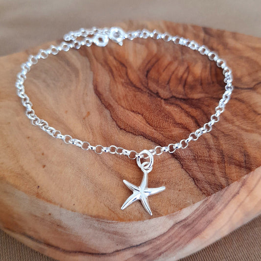 Starfish Charm Bracelet | Sterling Silver 925 | Ocean-Inspired Jewellery Gift
