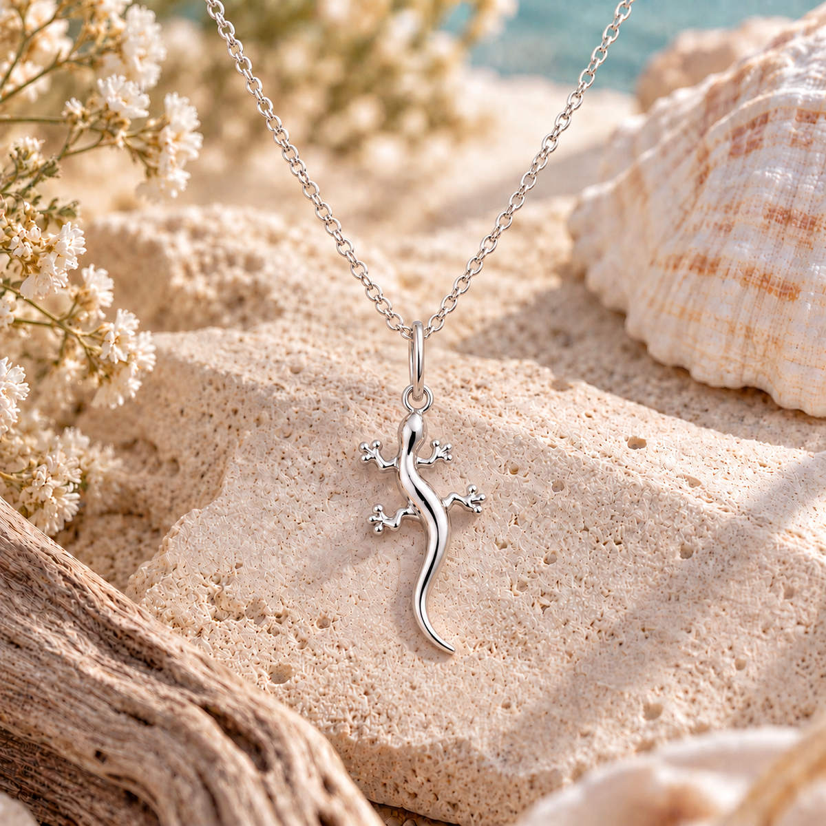 Sterling Silver Gecko Necklace