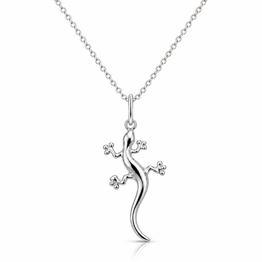 Sterling Silver Gecko Necklace with gecko pendant