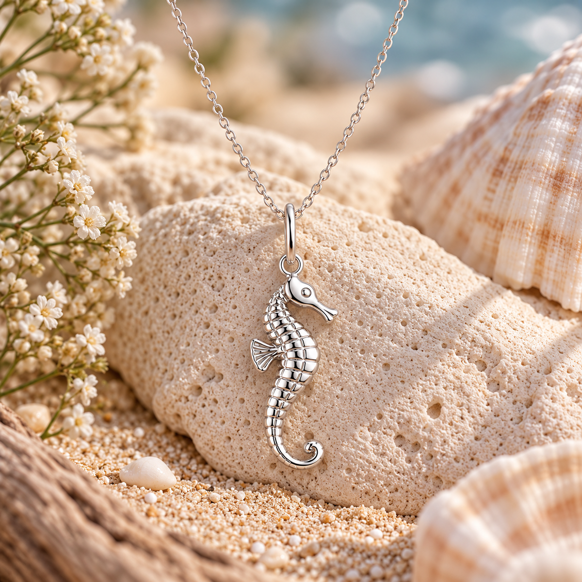 Sterling Silver Seahorse Necklace – ocean jewellery gift