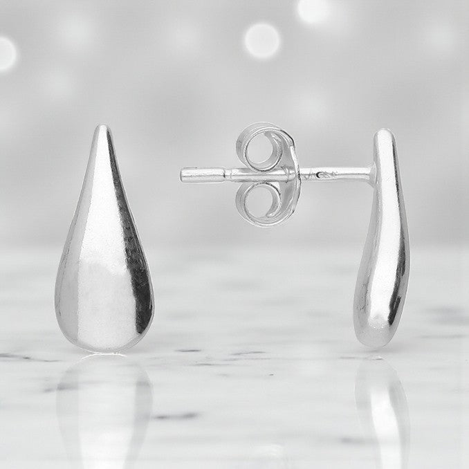 Teardrop Stud Earrings | Sterling Silver 925 | Elegant Jewellery Gift