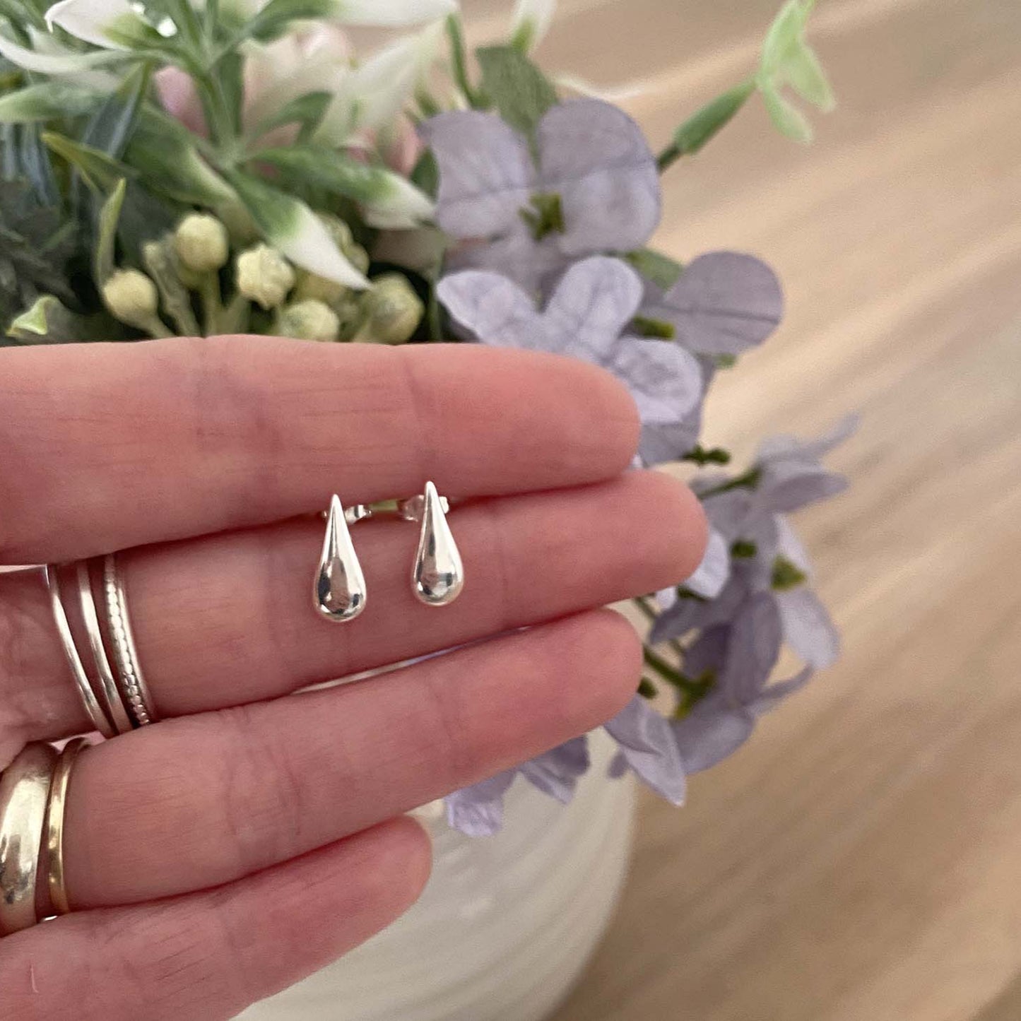 Teardrop Stud Earrings | Sterling Silver 925 | Elegant Jewellery Gift