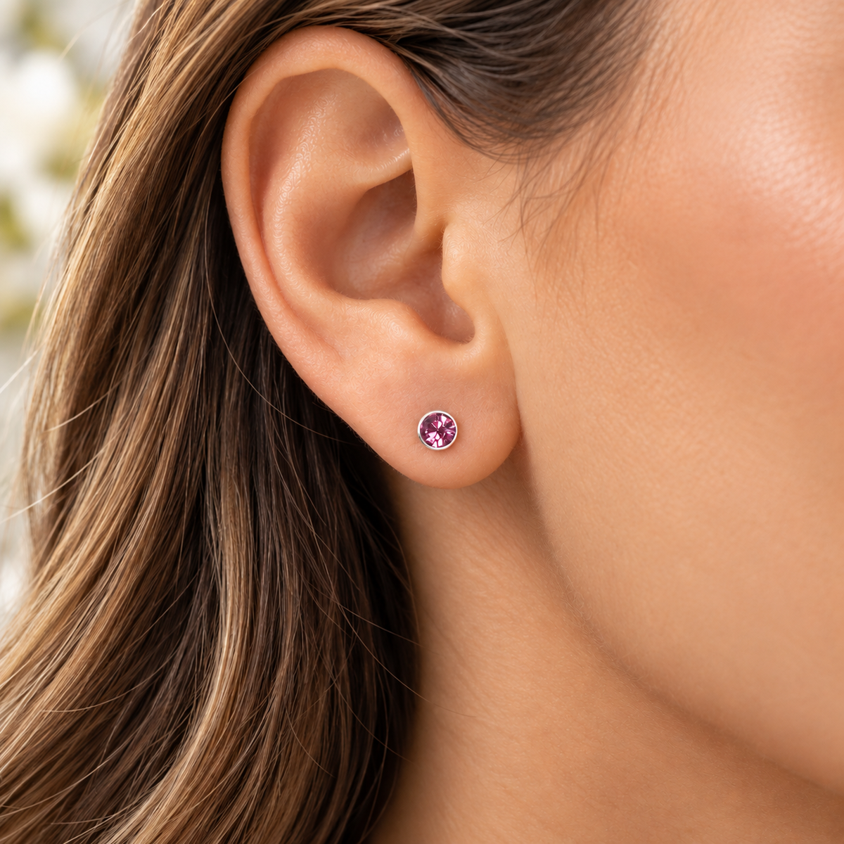Niece Gift | Birthstone Stud Earrings 4mm in 925 Sterling Silver | Personalised Jewellery