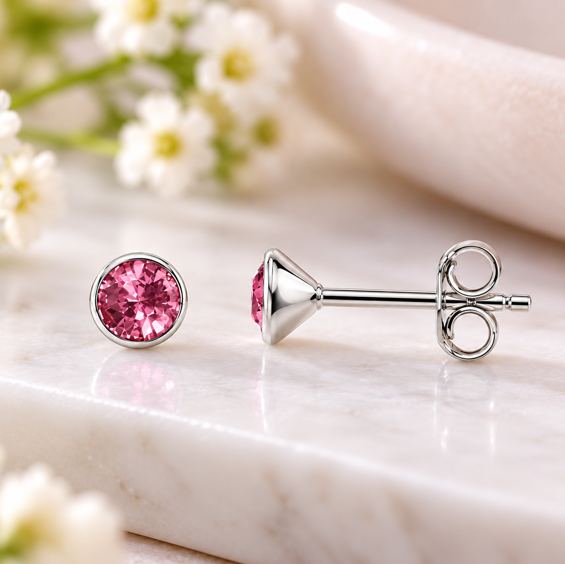 Tourmaline Crystal Birthstone earrings Sterling Silver 925