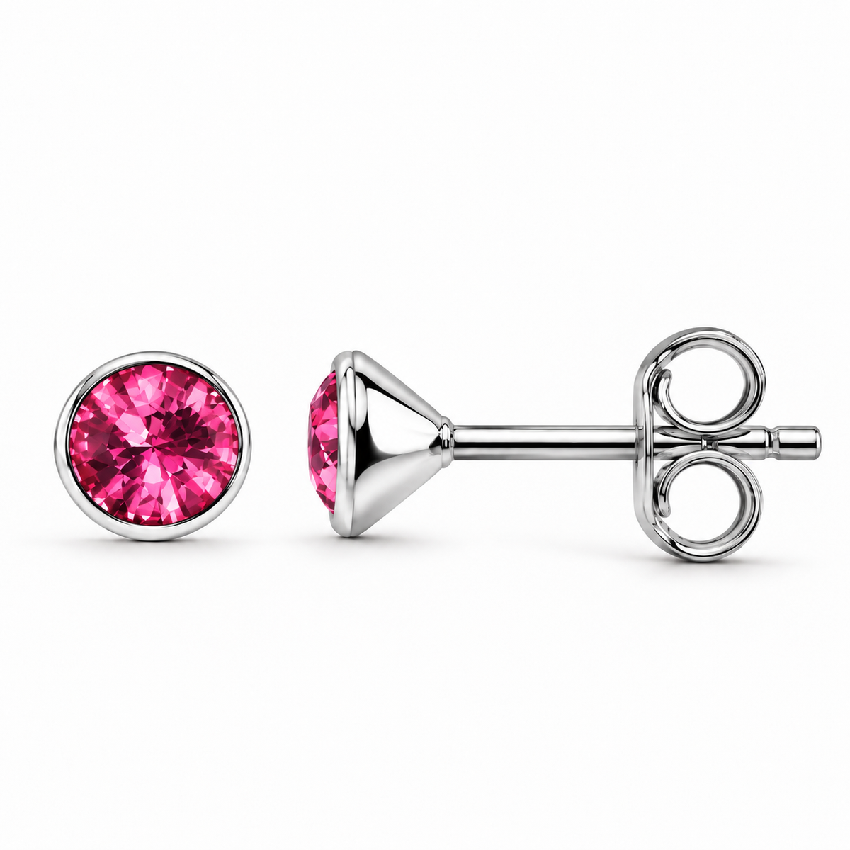 October Tourmaline Birthstone Stud Earrings in 925 sterling silver