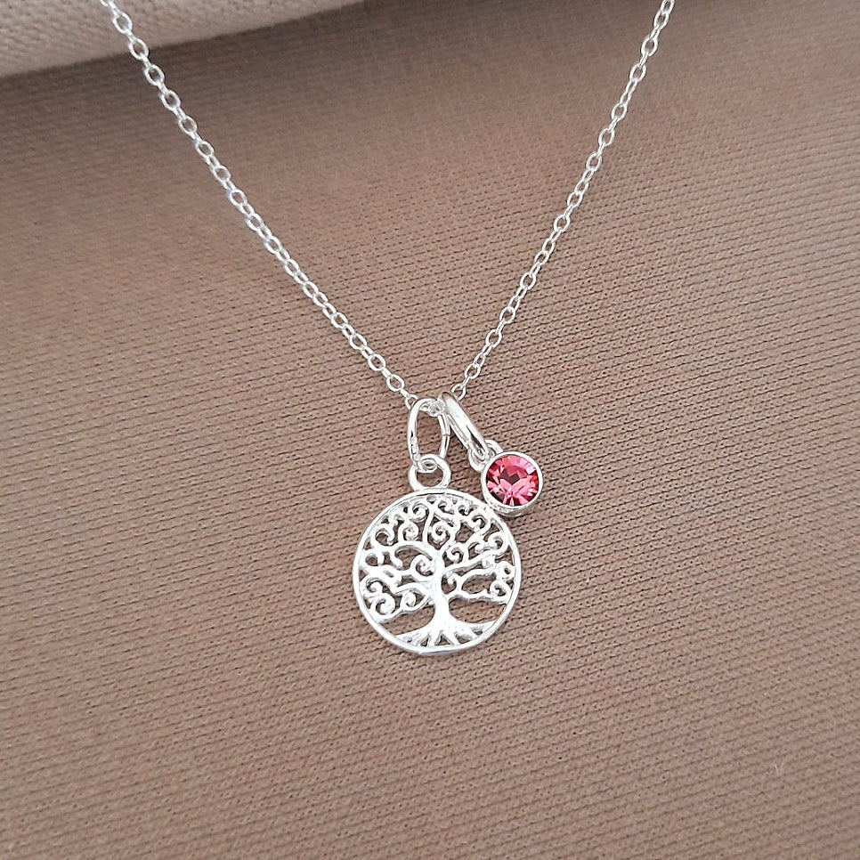 Mother of the Groom Tree of Life Necklace with Crystal Birthstone | Sterling Silver 925 | Personalised Jewellery Gift