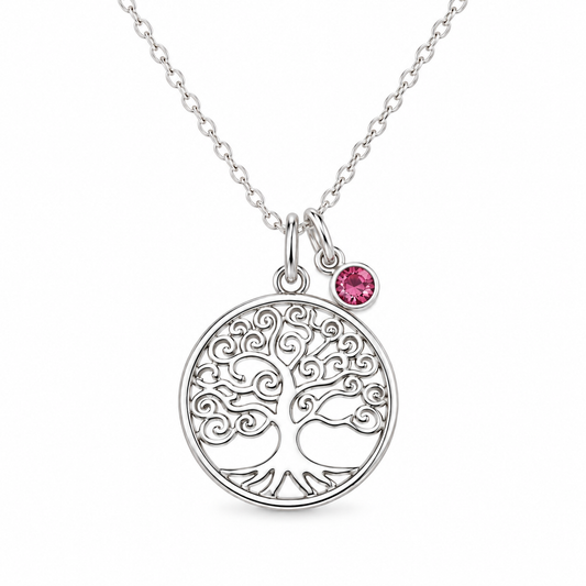 Tree of Life Birthstone Necklace in 925 sterling silver