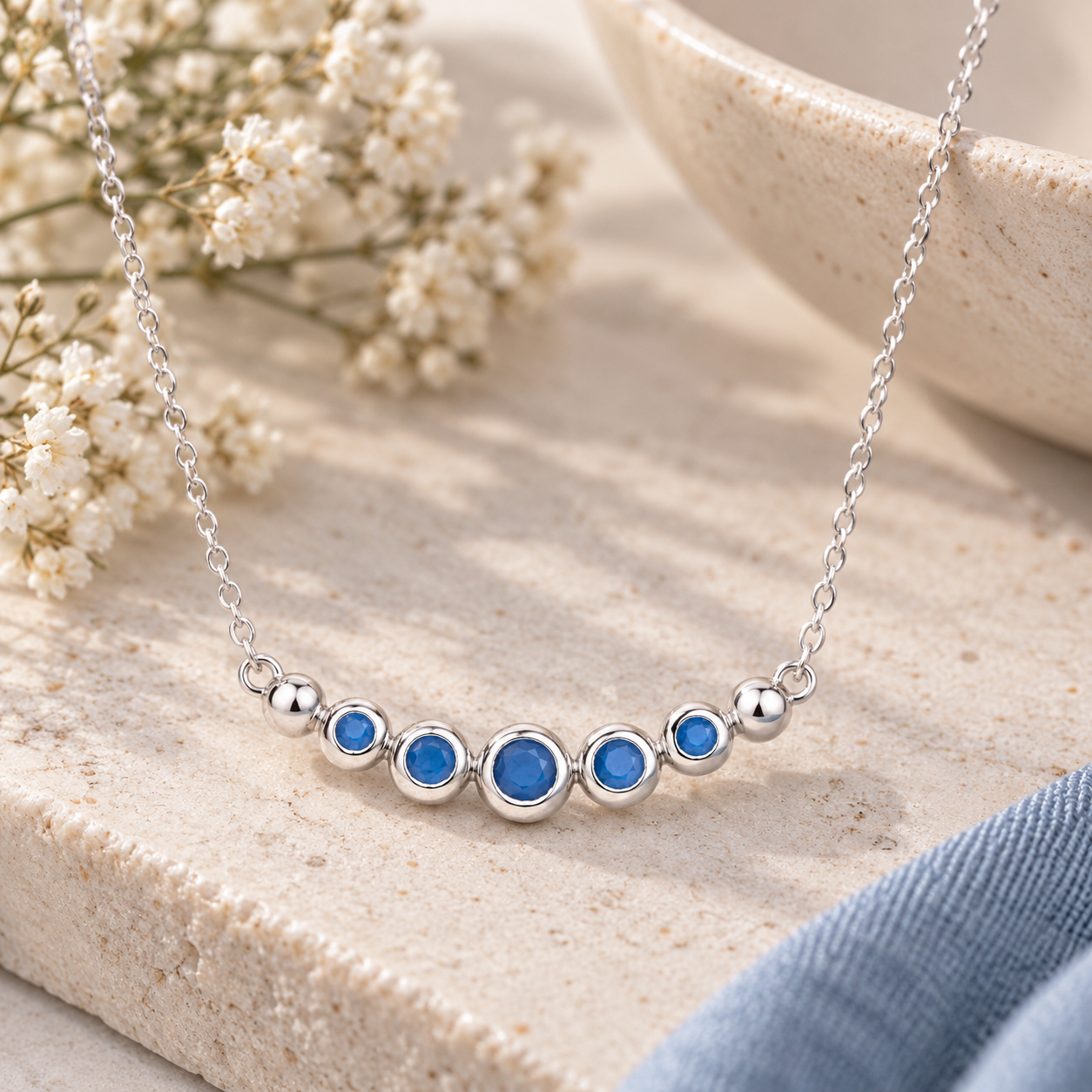 Sterling Silver Turquoise Bead Necklace – colourful jewellery gift