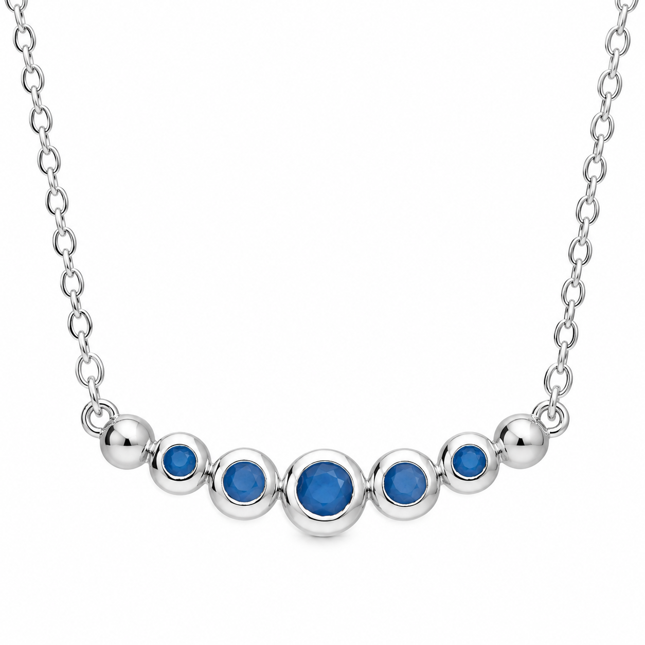 Sterling Silver Turquoise Bead Necklace with graduated turquoise beads