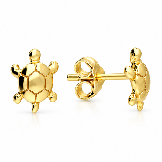 18ct gold plated sterling silver Turtle Stud Earrings