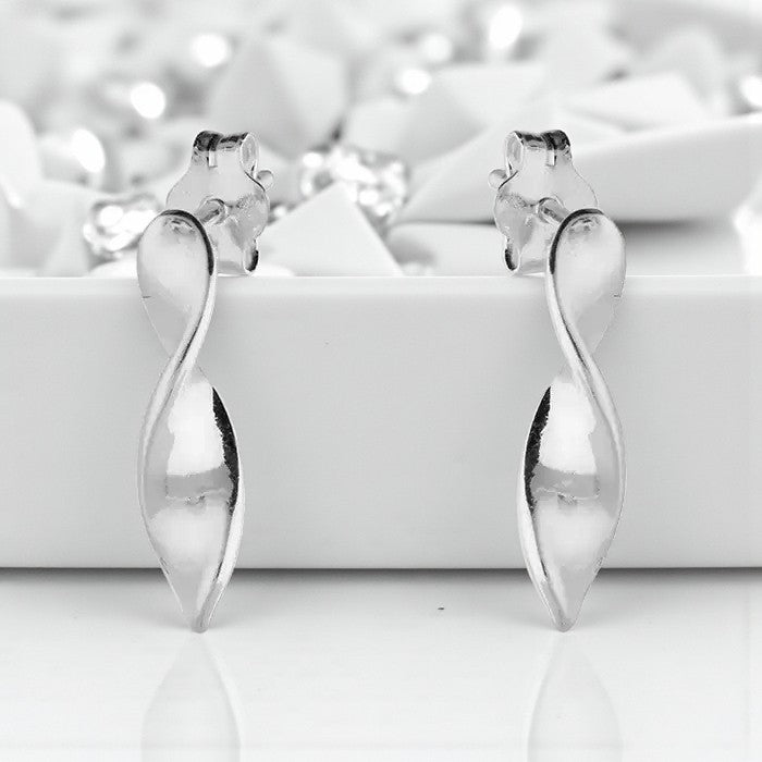 Twisted Ribbon Stud Earrings | Sterling Silver 925 | Elegant Jewellery Gift