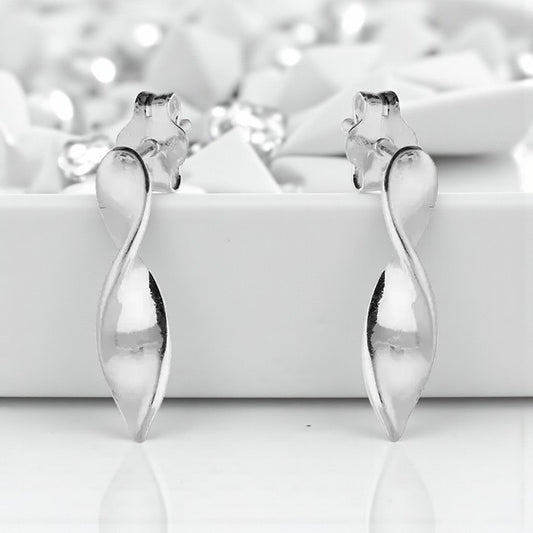 Twisted Ribbon Stud Earrings | Sterling Silver 925 | Elegant Jewellery Gift