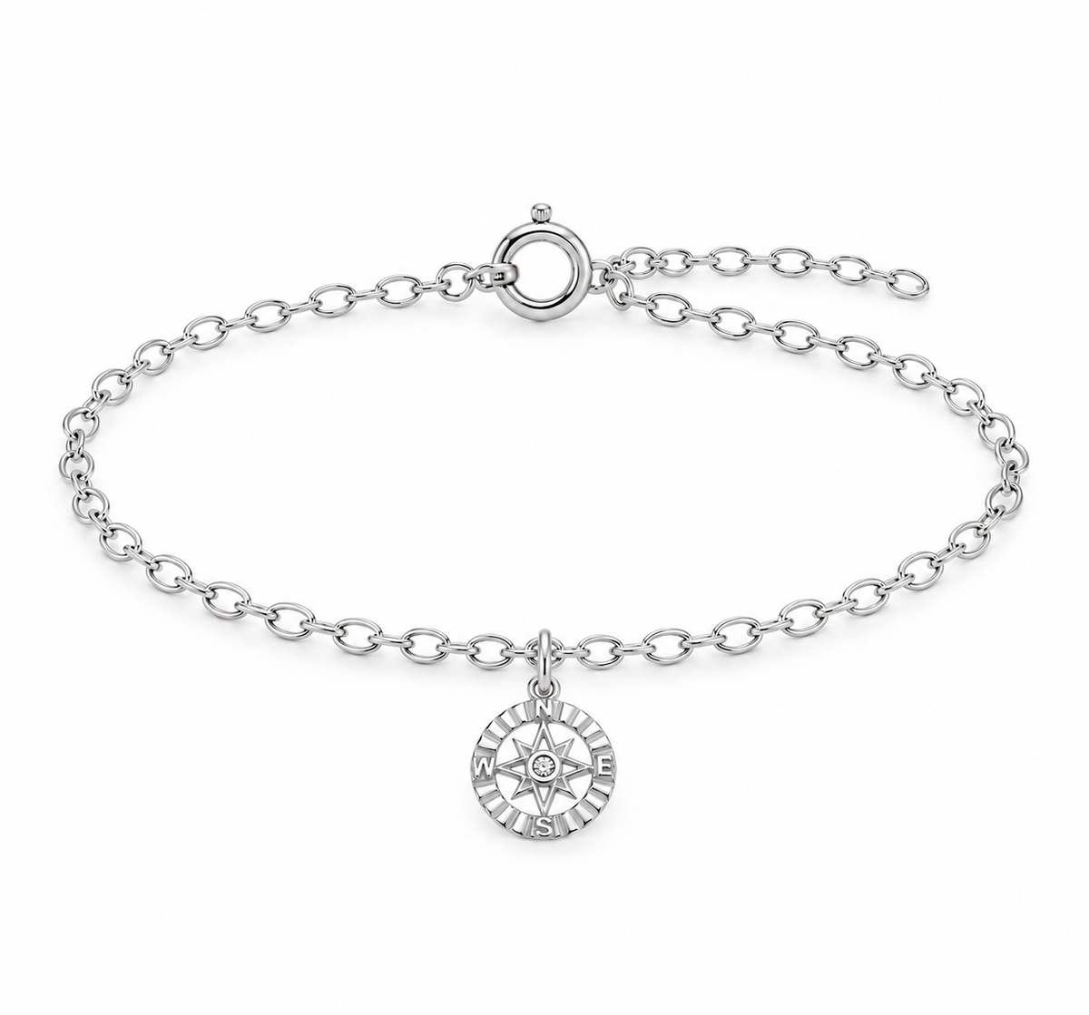 Wind Rose Charm Bracelet in 925 sterling silver with Preciosa crystal