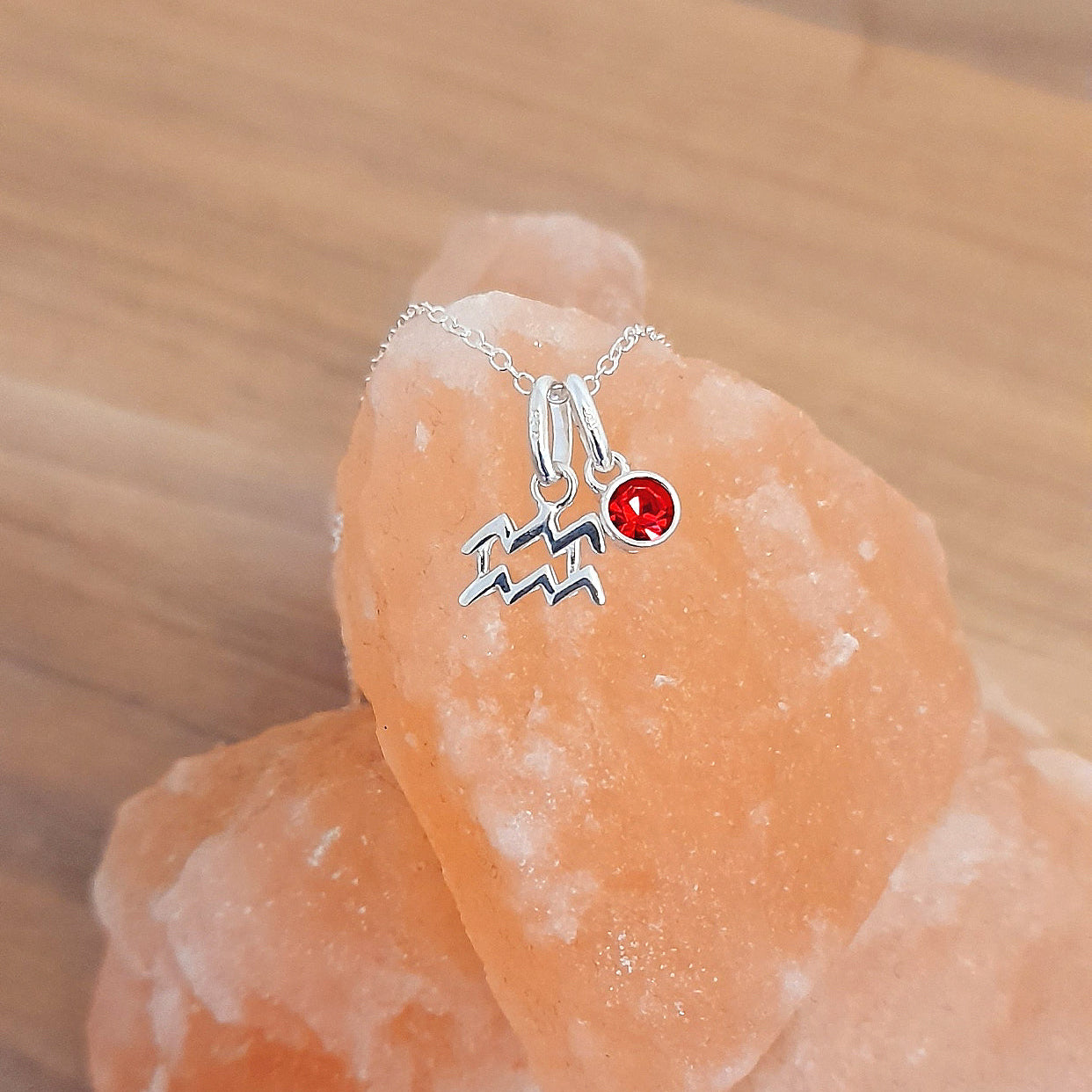 Zodiac Birthstone Necklace in Sterling Silver 925 | Personalised Jewellery Gift