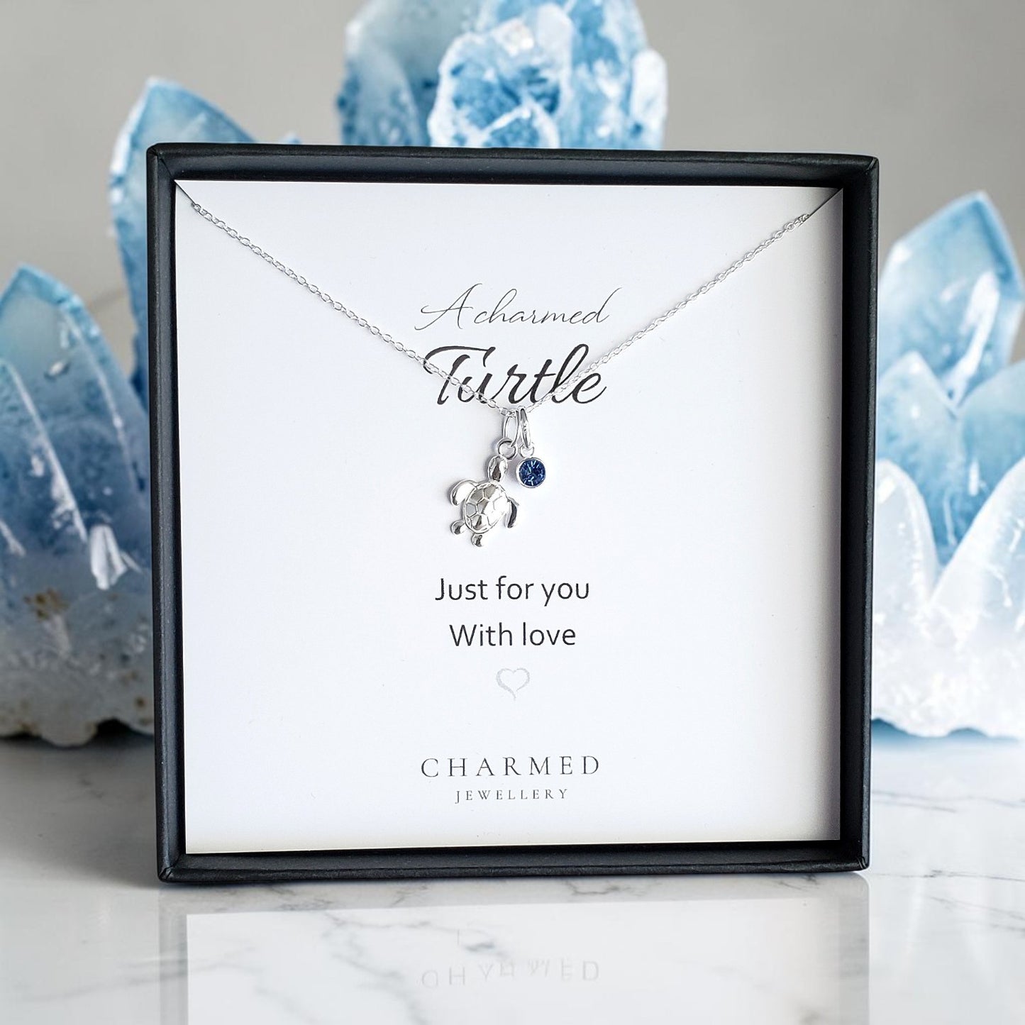 Turtle Birthstone Necklace Sterling Silver 925 | A Charmed Personalised Jewellery Gift
